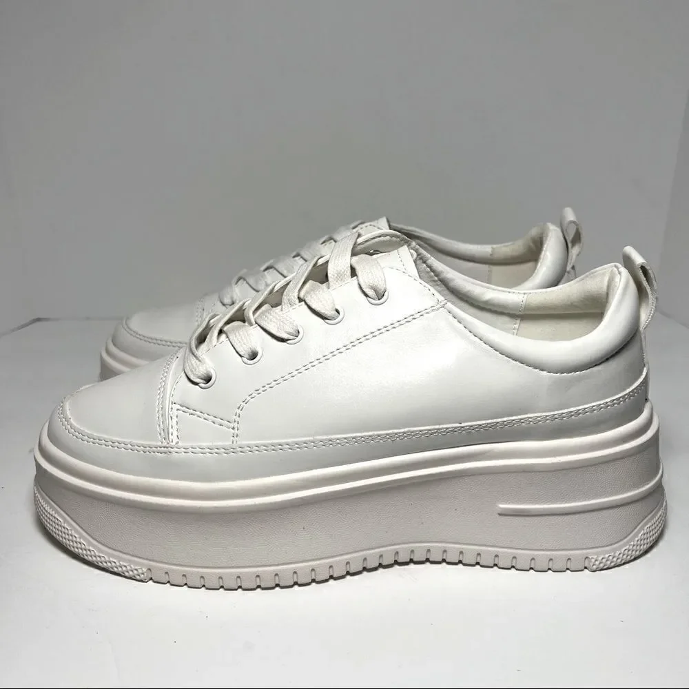 ‎Princess Polly Dylan White Eco Vegan Leather Platform Sneakers 9